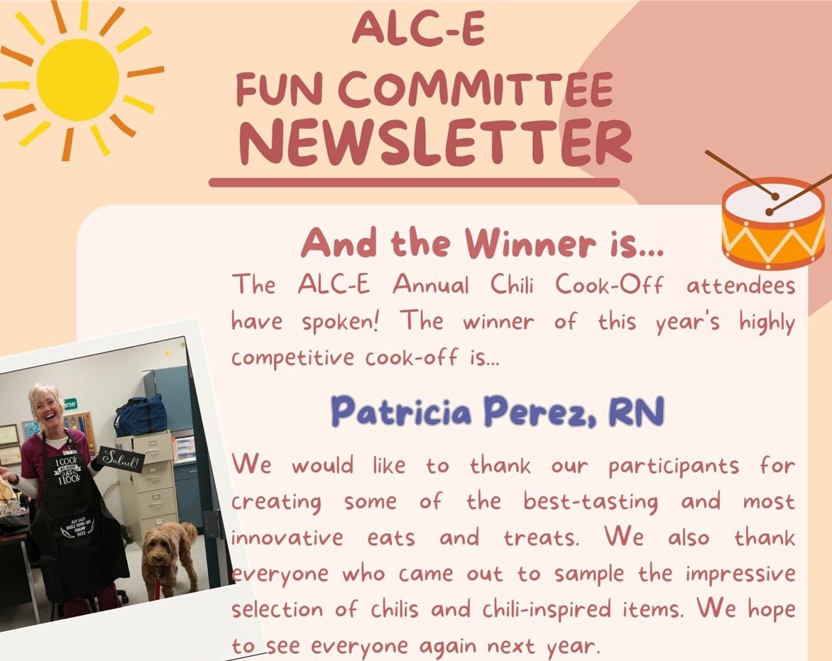 CF_ALCEast's tweet photo. We ❤️ our ALC-East Fun Committee!  Congrats Nurse Perez! https://t.co/xutIpZNmsT