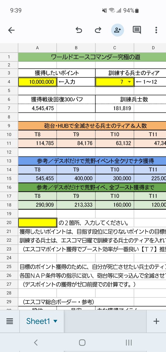 gy3_go's tweet photo. 自分用に作成しました。(引退したので過去のw)エスコマで300%バフ足りなかったなぁなんてことがあったので。あとはギルメンに「砲台に何人？」ってよく聞かれて何がしたいか確認して答えていたけど忙しいと待たせることがあったので。同じようなことがあれば使って下さい。
https://t.co/GiVbnUsuLp https://t.co/2XGZoaHBpq