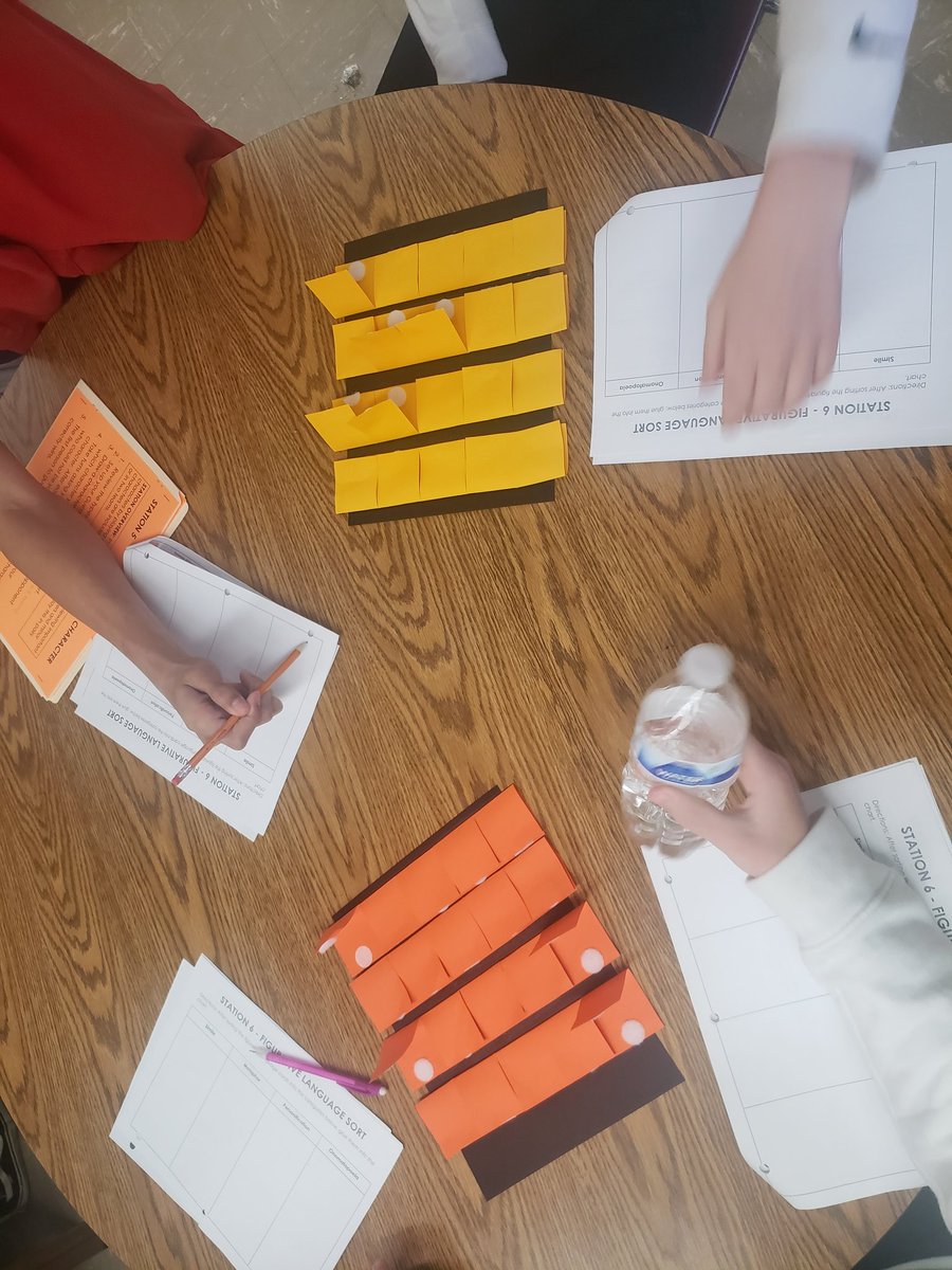 DPsmithteach's tweet image. Refugee -End of novel stations review before final test for ELA8. All learners engaged and working together in groups! Love coteaching with @MrsRamicone @DeerParkHS