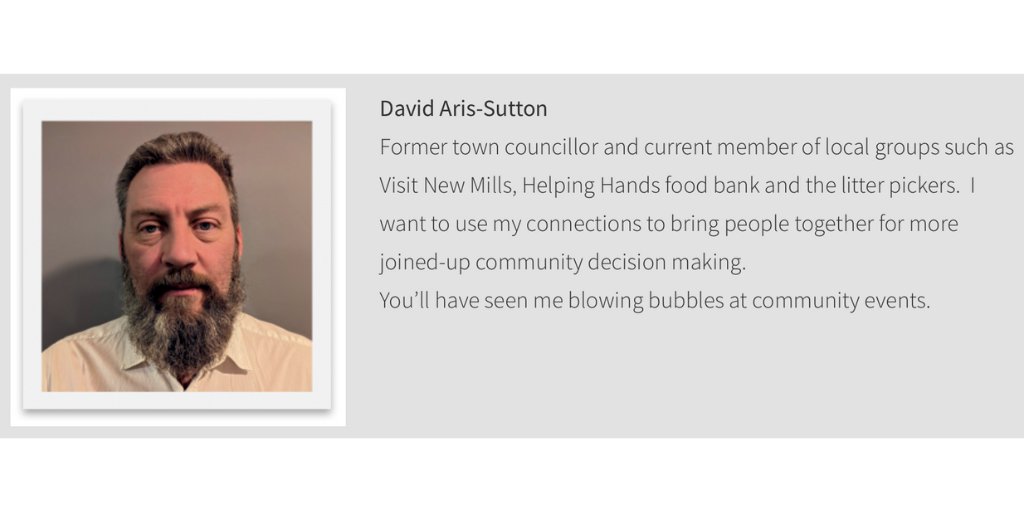 NMTogether's tweet photo. Meet David Aris-Sutton - our first of five candidates in Whitle ward #NewMillsTogether - remember you can vote for all five of our candidates on the 4th May in #Whitle https://t.co/4EsRAtetj2