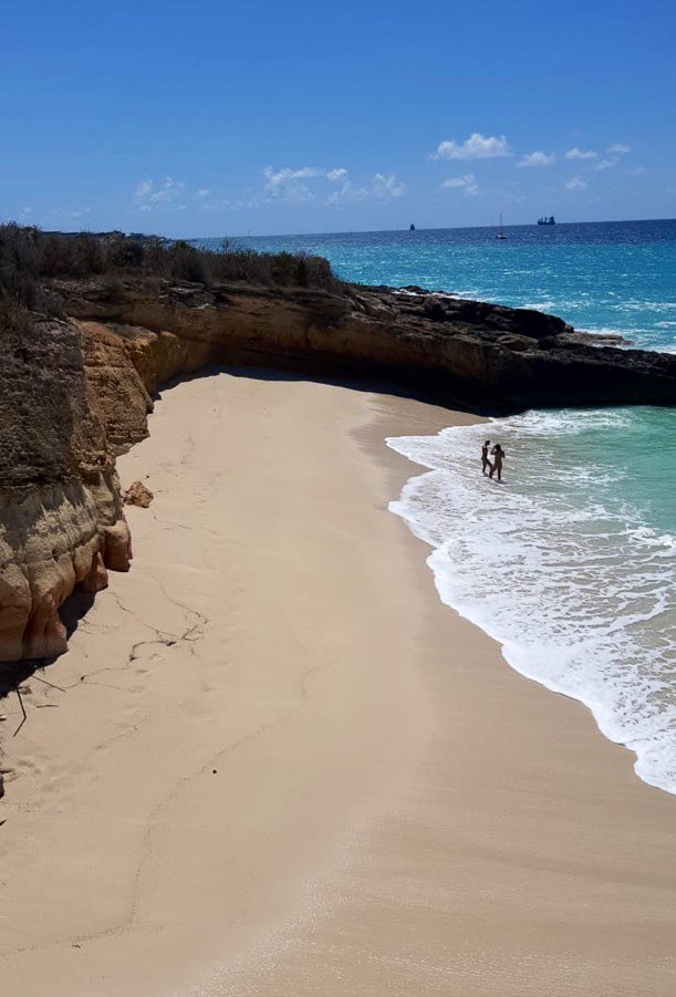 Cupecoy Beach, St Martin.  Some times there is sand, sometimes not.  Nature is a mysterious thing. #nudebeach #stmartin #losethosetanlines