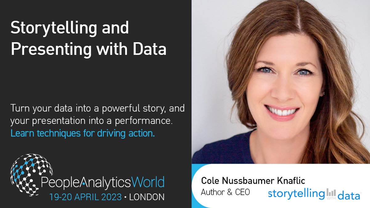 Learn how to truly drive change with data next month in <a href="/storywithdata/">Cole Knaflic</a>'s Storytelling with Data masterclass at #PAWorld. Book your place now and leave with practical guidance on how to craft a narrative that engages and drives action. peopleanalyticsworld.com/2023 #peopleanalytics