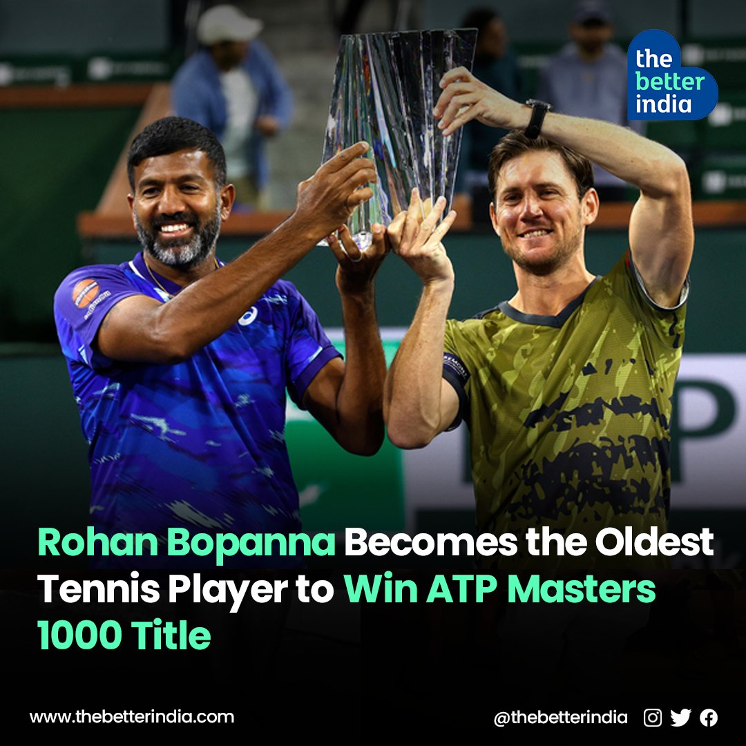 thebetterindia's tweet photo. “It's always special when you get any record as such, but the biggest feeling for me is that I was able to pursue my tennis, keep it going, and still believe that I could win big tournaments," said @rohanbopanna 

#Proud #TennisMaster #IndianAthlete #California #India https://t.co/lTzYxSiZpL