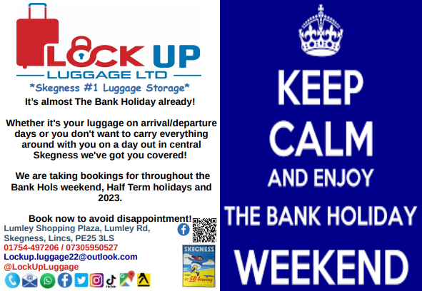 LockUpLuggage's tweet photo. Easter bank holiday weekend is just around the corner already! We're taking bookings for anyone who may need luggage storage whilst visiting Skegness throughout the Easter break & 2023
#Lincsconnect #Butlins #Ingoldmells #maplethorpe #skegness #chapelstleonards #skegness #skeggy https://t.co/wxvnctRKNx