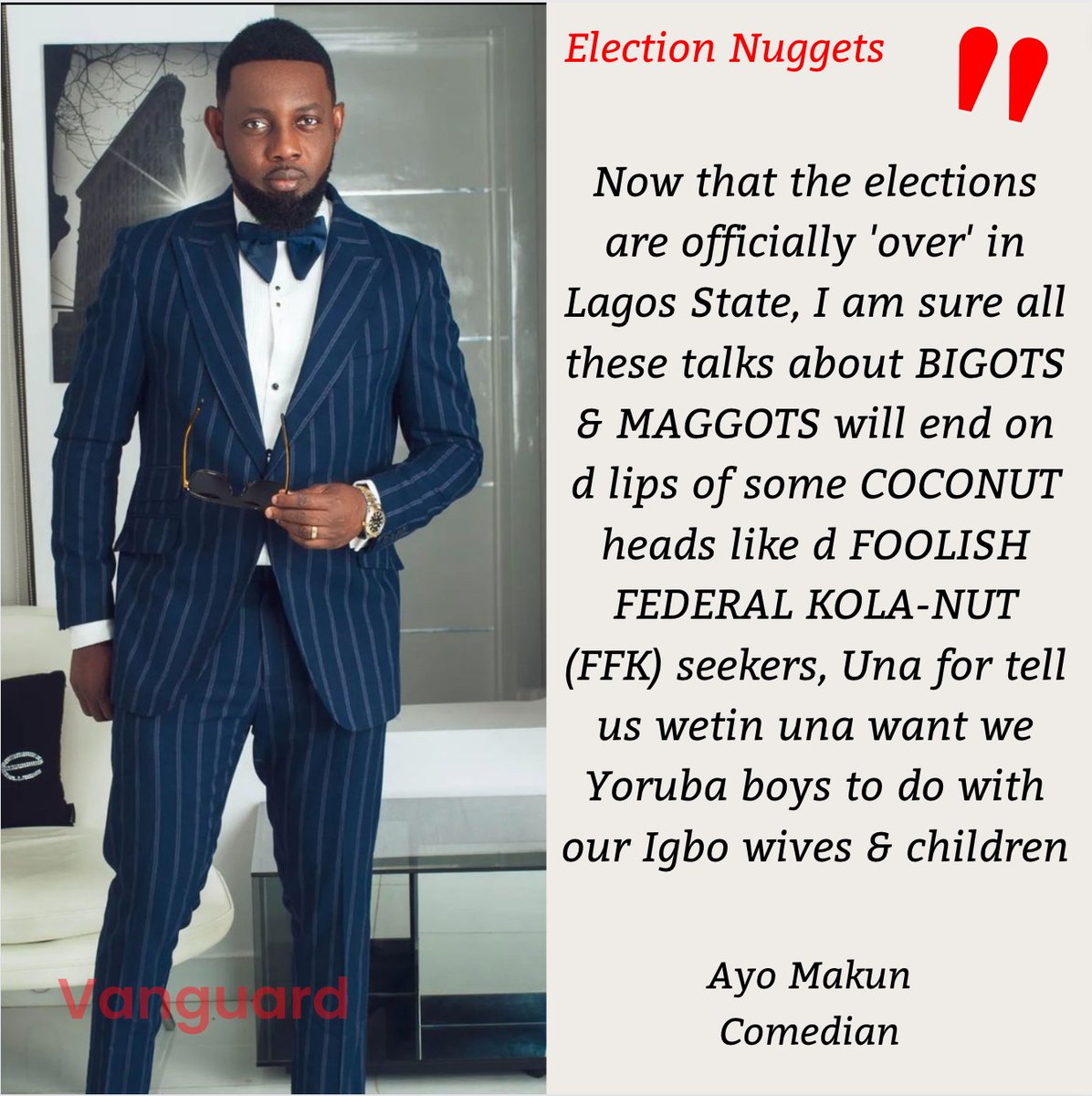 AY Comedian speaks...

#election #aycomedian #igbo #yoruba #vanguardnewspapers