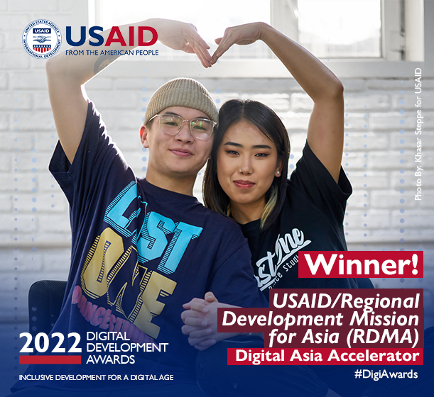DAIGlobal's tweet photo. Big congrats to our two #DigiAwards winners—@USAIDGeorgia @USAIDAsia RDMA!
#DigitalDAI #DigitalFrontiers #ICT4D #DigitalAsia #EconomicSecurity @Etsy https://t.co/lcZVWr0HSq