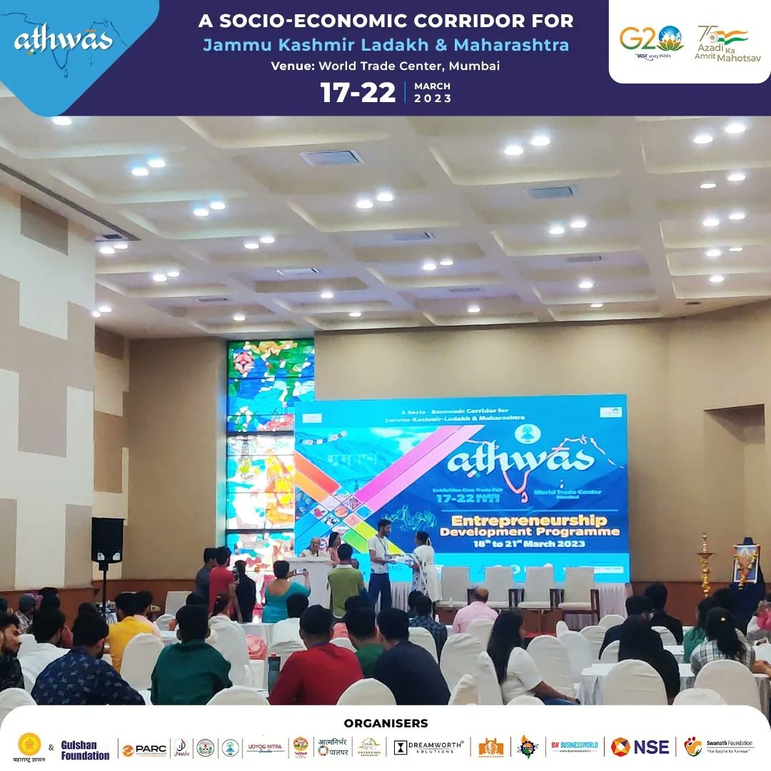 AthwasIndia's tweet photo. Here are a few glimpses from the Entrepreneurship Development Programme (EDP) held on 21st Mar'23 at Athwas India. The top 10 students got certifications during this program.

#athwas #athwasindia #jammukashmir #ladakh #event #socioeconomic #mumbai #maharashtra #exhibition #EDP https://t.co/2b4PIvbL3h