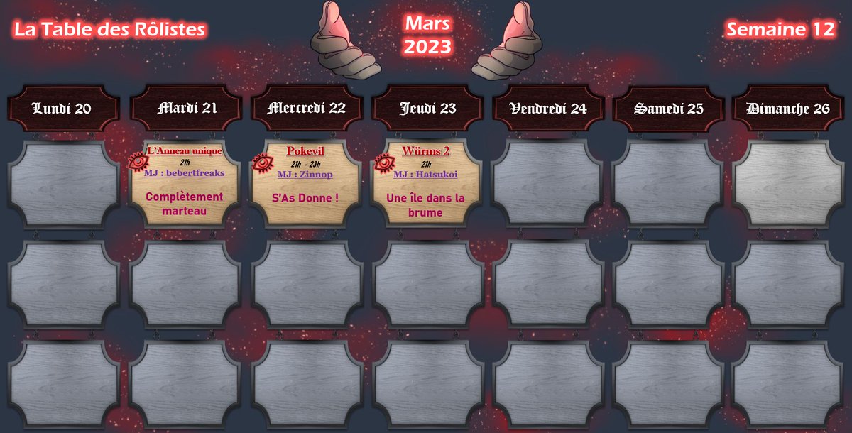 TDRolistes's tweet photo. Voici le planning de cette semaine ! https://t.co/OWhEC49dLe