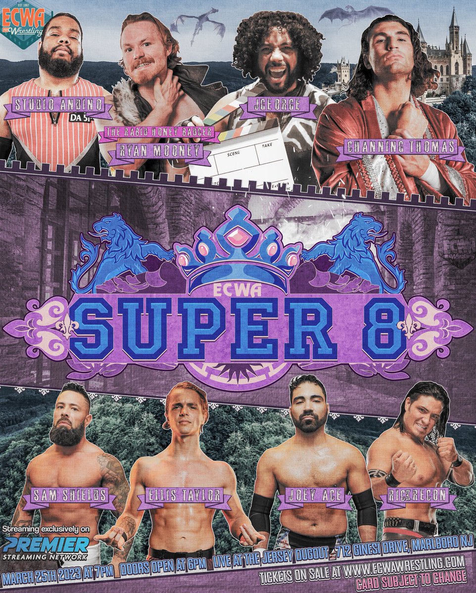 TLDWrestling's tweet photo. @RabidRyanMooney @JGeorgeTheMovie @ChanThomasPro @Studio_Andino #SamShields @JoeyAce1988 @RickRecon1 @TheEllisTaylor Saturday night #Super8 join us in Morganville NJ or on @WatchOnPremier https://t.co/MaGrQpgtJ9
