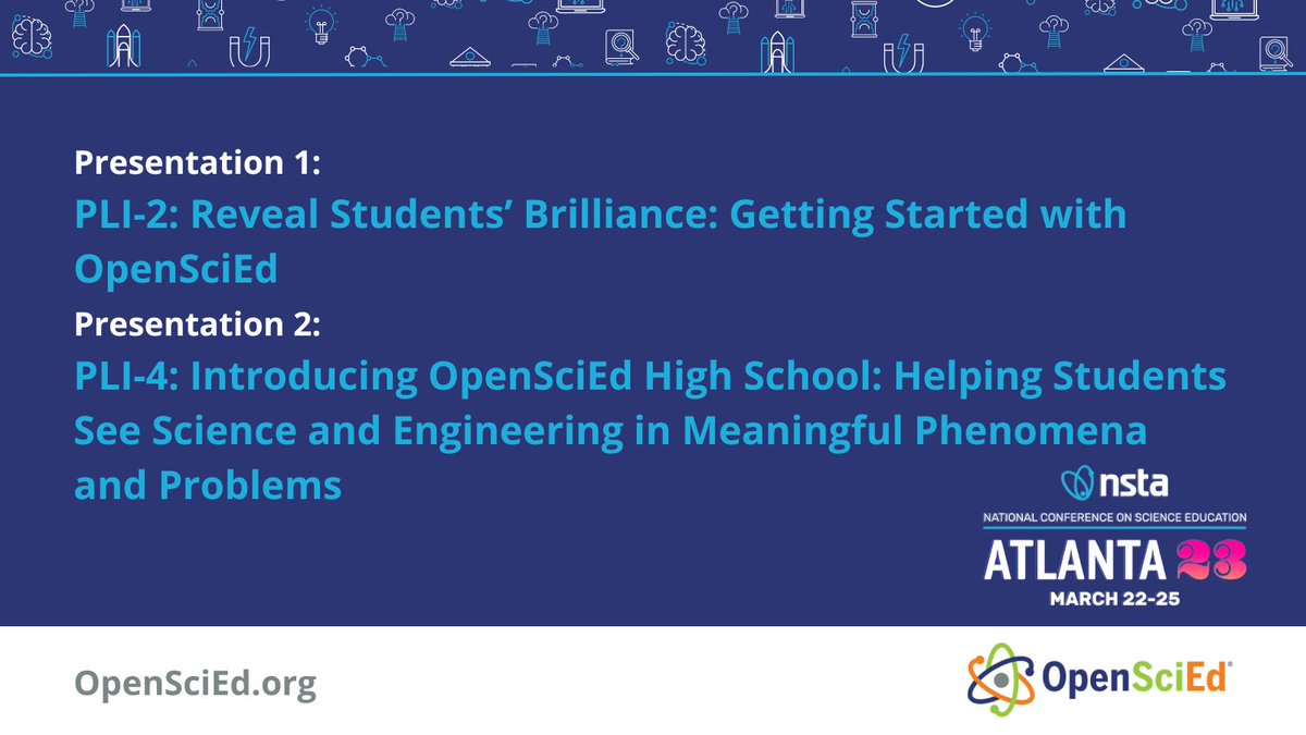OpenSciEd's tweet image. Tomorrow is day one of #NSTA23! 🤩  #OpenSciEd is hosting two sessions at tomorrow's Professional Learning Institute. Both sessions will prepare participants to teach their first #OpenSciEd units! Stay tuned for more conference updates! 😊