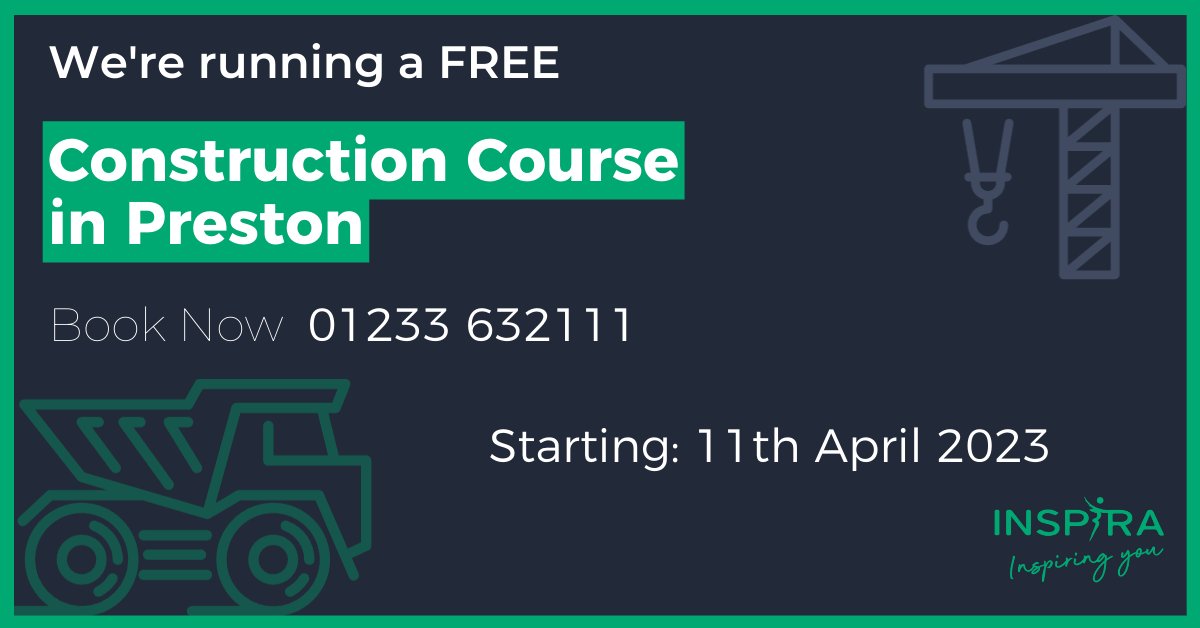 We're running a FREE construction course in Preston!🏗️

With this course, you will work to achieve a BTEC level 1 Certificate Introductory in Construction, a BTEC level 1 Award for Health and Safety in Construction, and your 5-year CSCS card! 

Call now on 01233632111