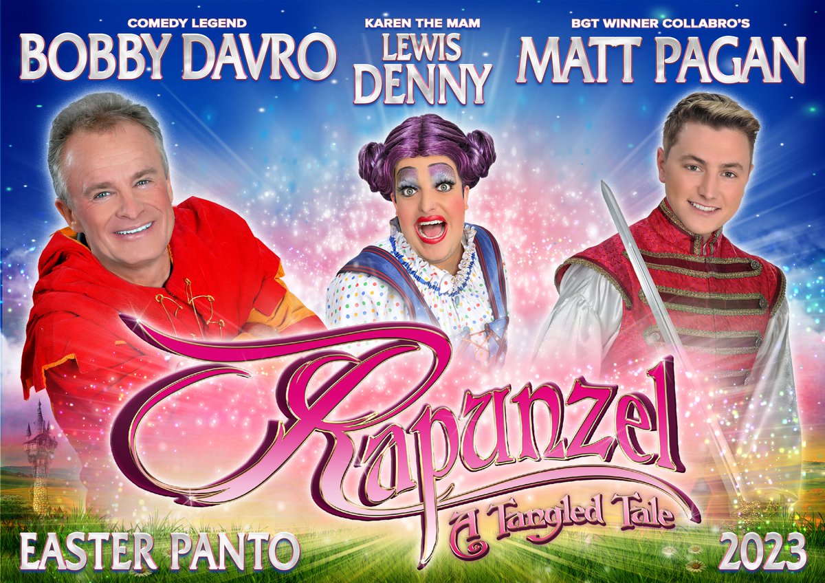 #Panto? At #Easter? Oh yes, there is! 🐰

Join us for a fun-filled Easter pantomime as #Rapunzel, starring @BobbyDavro1, @MattCollabro, and @Lewis_Denny, comes to The Anvil.

📅 The Anvil / Tue 4 Apr 
🎟️ bit.ly/3VVWC9N

@EnchantedEnt #Basingstoke #Hampshire #EasterPanto