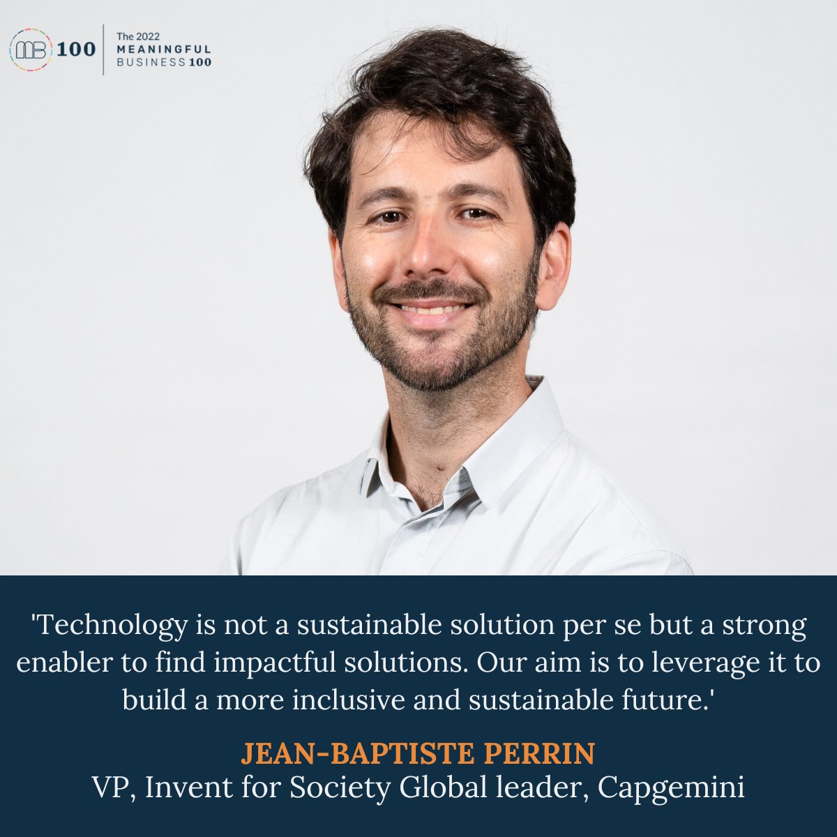 #MeetTheMB100. Jean-Baptiste Perrin, VP, @CapgeminiInvent, shares his ...