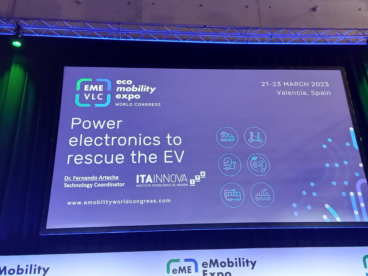 En @eme_vlc #eMobility2023 #EMEVLC2023 #Valencia 
Futuras tecnologías de propulsión y condiciones ambientales.
#FernandoArteche, responsable de sistemas eléctricos de potencia de @ITAINNOVA 
emobilityworldcongress.com/agenda-session