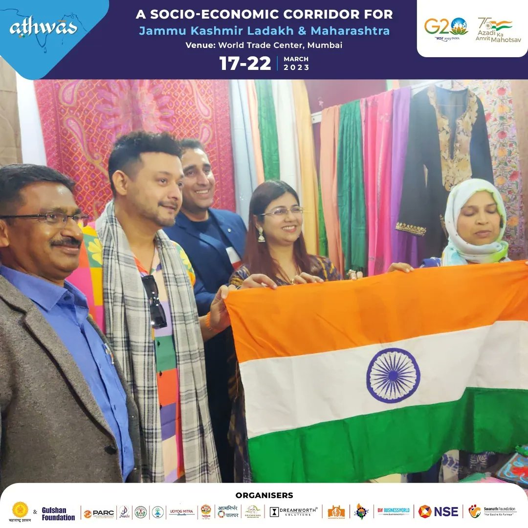 AthwasIndia's tweet photo. Shri @swwapniljoshi Sir graced us with his charismatic presence today at Athwas. Come visit the expo today or until tomorrow, 22nd Mar'23. 

The Arcade, 
World Trade Center, 
Cuffe Parade, Mumbai

#athwas #athwasindia #jammukashmir #ladakh #event #socioeconomic #maharashtra #expo https://t.co/p7BEN7bA6I