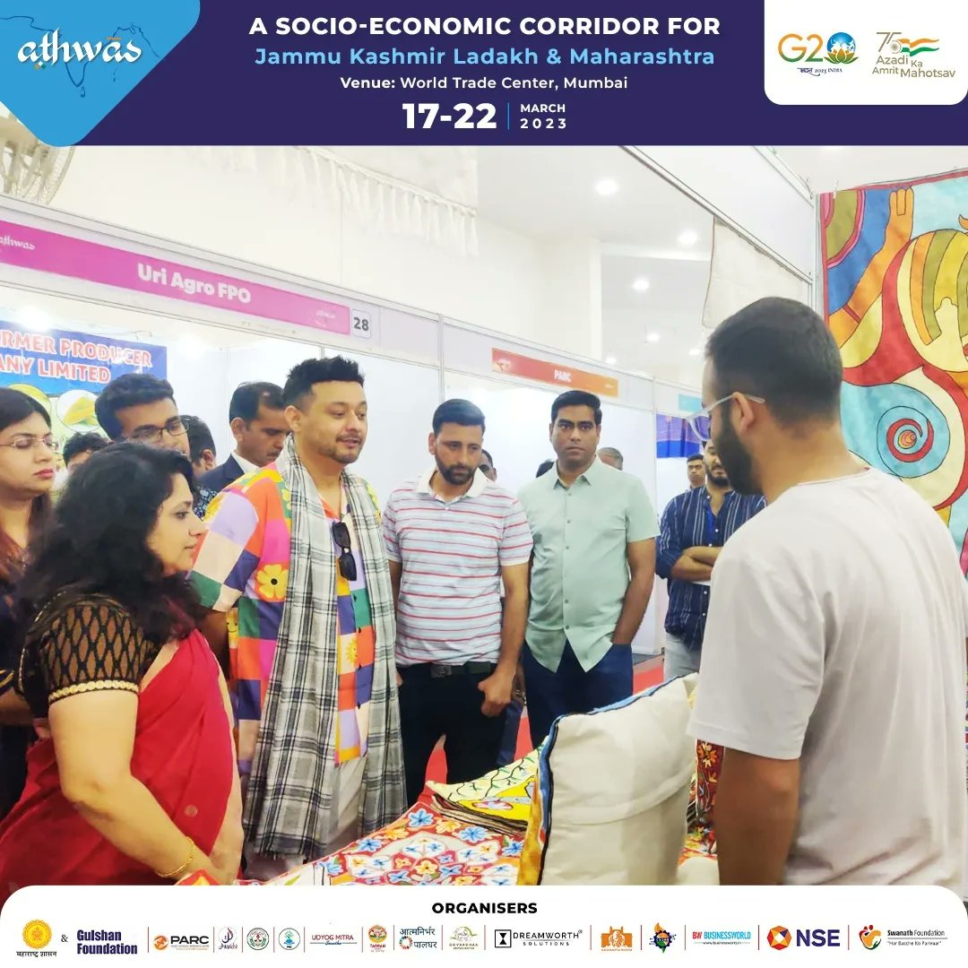 AthwasIndia's tweet photo. Shri @swwapniljoshi Sir graced us with his charismatic presence today at Athwas. Come visit the expo today or until tomorrow, 22nd Mar'23. 

The Arcade, 
World Trade Center, 
Cuffe Parade, Mumbai

#athwas #athwasindia #jammukashmir #ladakh #event #socioeconomic #maharashtra #expo https://t.co/p7BEN7bA6I