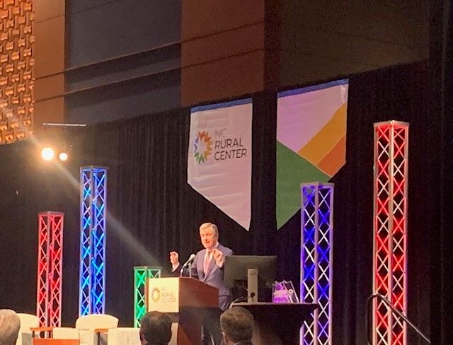 thercchc's tweet photo. Wrapping up 1st session of #RuralSummit2023, @NC_Governor says we have once-in-a-lifetime funding, and we need to make once-in-a-lifetime investments in rural #broadband for access to health care, finally finish #MedicaidExpansion, invest in #education. #ValueCHCS #RuralWorkforce https://t.co/I1E3RPHKhF
