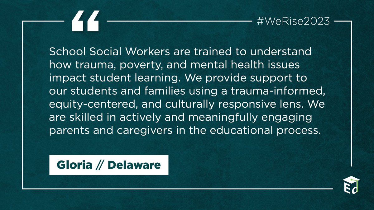 usedgov's tweet photo. This World Social Work Day, we asked school social workers from across the country to share how they help students reach their full potential 💪 

Here's what they shared with us ⬇️

#WSWD2023 #SchoolSocialWorkers #SocialWork #WeRise2023 https://t.co/u1yADiAglc