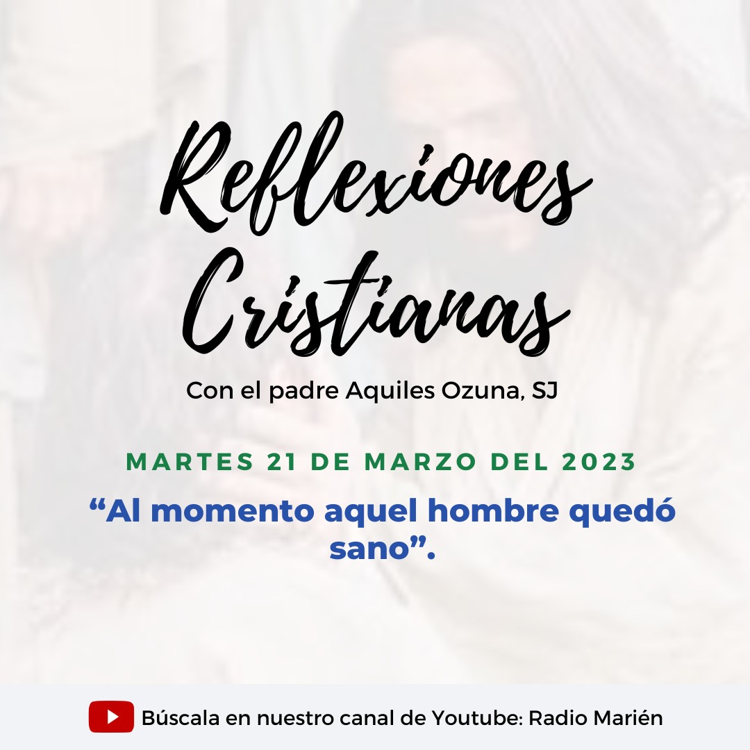 Escuchar aquí: youtu.be/qPkt6qnbc9E

“Al momento aquel hombre quedó sano”.

La reflexión de hoy, martes 21 de marzo del 2023 con el Padre Aquiles Ozuna, SJ, está tomada del evangelio de San Juan 5, 1-3.5-16

#EvangelioDelDía #Reflexión