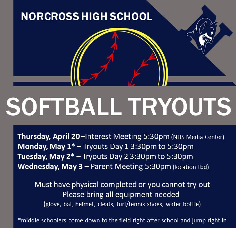 Please see the Tryout information below