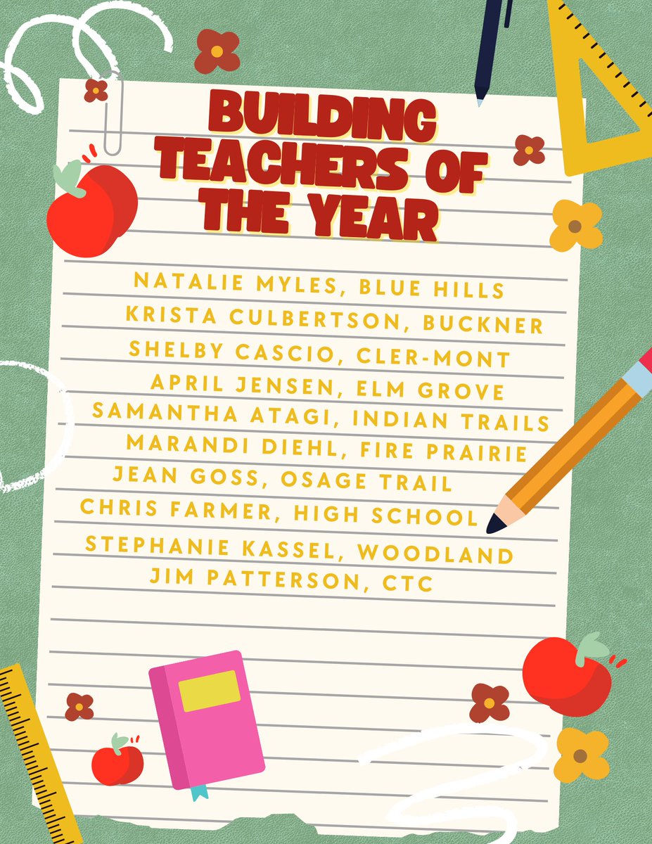 FortOsageSchool's tweet photo. Congratulations to the CEA Building Teachers of the Year.  Each candidate will be interviewing to become the District Teacher of the Year.  The District winner will be announced at the Steak Fry &amp; Staff Recognition in late April. https://t.co/qfOvSKN3ev