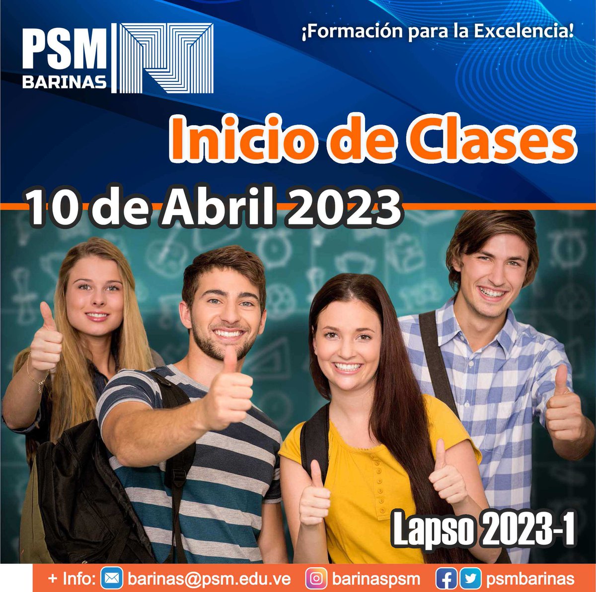 psmbarinas's tweet photo. Ya estamos en la cuenta regresiva para iniciar el nuevo Lapso Académico 2023-1.
Aquí estamos para acompañarte en este camino, poniendo a tu disposición, nuestra vocación de servicio.
Fórmate y Gradúate con nosotros.
INSCRIPCIONES ABIERTAS.
#Arquitectura #Ingeniería https://t.co/goccfSvMjR