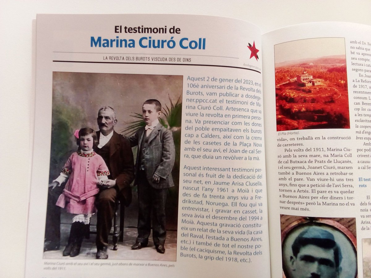 repoartes's tweet photo. Aquest mes @lartesenc publica en paper el testimoni de la Marina Ciuró Coll, qui va viure la @RevoltaBurots en primera persona. "Amb la revolta els cacics van tenir por. Van veure tot un poble!"
#2deGener
#MemòriaArtés
#ValldelaGavarresa
@Armandotorix https://t.co/Bq2Dsn4Jsi