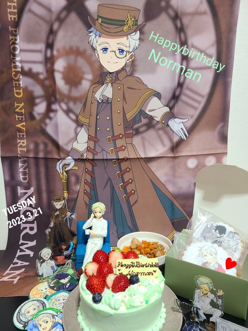 改めてノーマンHappyBirthday🎉ケーキはノーマンのイメージカラーを！好物のひよこ豆とお肉の煮込みも作ってみた！