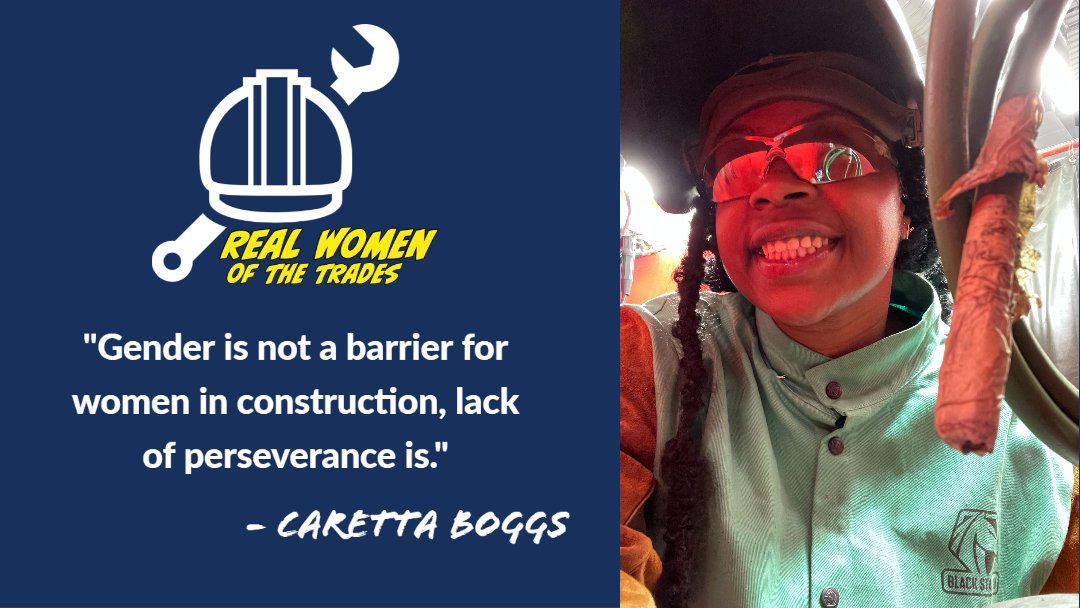 Today we are highlighting Caretta Boggs from Atlanta as part of our support for Women in #Construction. 
If you are interested in a welding career contact us: bit.ly/3yog31N
#Georgia #welding #womeninthetrades #careers #apprenticeships #equality #womeninconstruction
