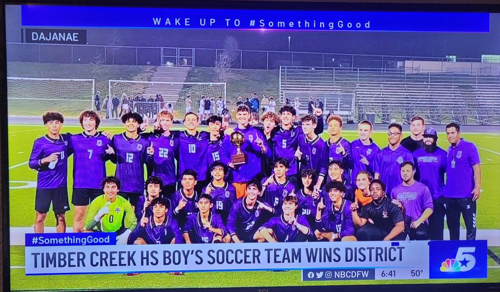 Waking up to #SomethingGood seeing Timber Creek Boys Soccer. Way to go coaches and players #TCOD #WHAT #THECREEKISRISING @TCHSTalon @NBCDFW @TCHSSoccerBoys