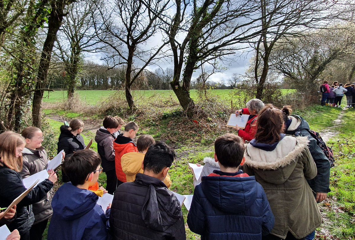 cauevendee's tweet photo. 10 classes CM1/CM2 du pays des Achards partent découvrir la forêt et sa faune. Lecture du paysage du bocage dans la forêt Moulin Beignon. Action du @PaysdesAchards animée par l’ONF, la fédération de chasse et le @cauevendee . Initiation au croquis de paysage par notre paysagiste https://t.co/Yz2HYHVnw6