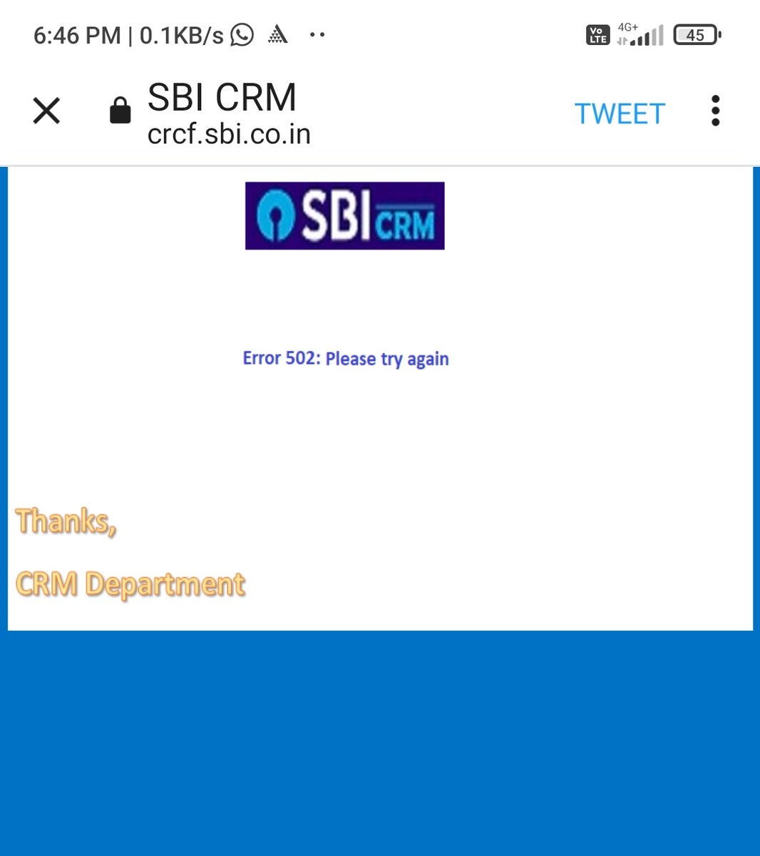 Vikas9274's tweet photo. Link not working zero reponse from bank https://t.co/sEMkkRe7K9
