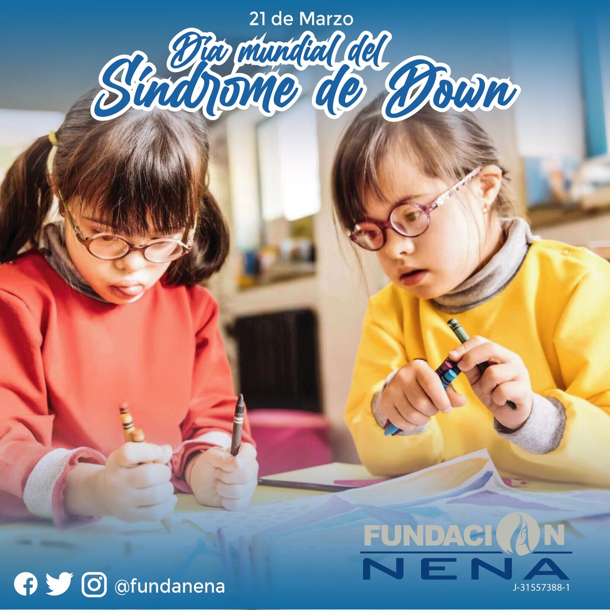 Fundanena's tweet photo. el 21 de marzo Día Mundial del Síndrome de Down. Con esta celebración, la ONU quiere generar una mayor conciencia y recordar las valiosas contribuciones de las personas con discapacidad intelectual como promotores del bienestar y de la diversidad de sus comunidades. https://t.co/OpelM3vWvo