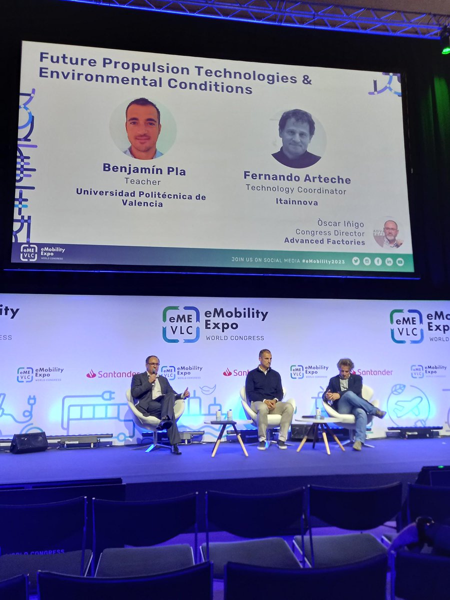 Benjamín Pla from <a href="/UPV/">Universitat Politècnica de València</a> and Fernando Ateche from @ITAINNOVA defined the future propulsion technologies and environmental conditions at #eMobility2023 #EMEVLC2023
emobilityworldcongress.com/agenda-session…