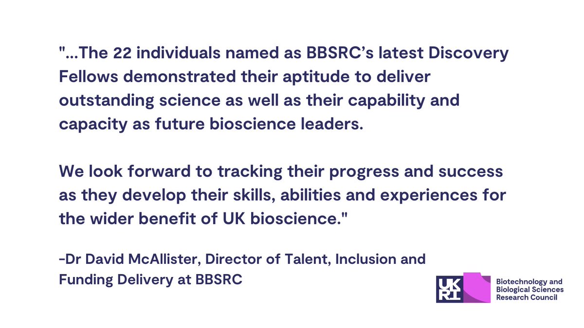 Announcing our 2022 Discovery Fellows🎉 Meet them here: orlo.uk/RX4aB We’re excited to see their innovative projects come to fruition. 

Feeling inspired? Applications for the BBSRC Discovery Fellowship 2023 programme are now open🔽 1/