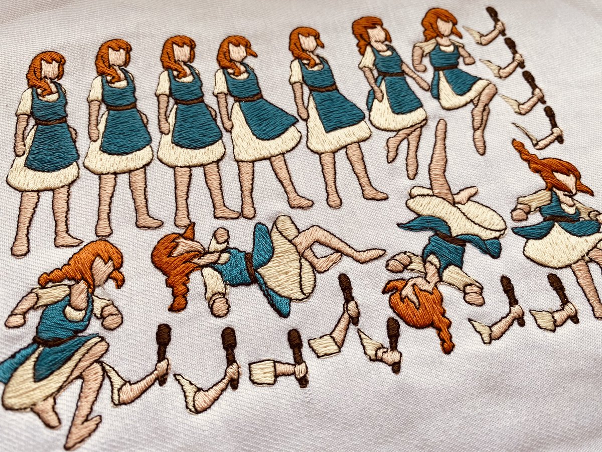 A tiny part of the main character's embroidery for Scarlet Deer Inn. 🌿🦌 Don't forget to wishlist it on Steam! Link in bio. #indiegame #embroidery