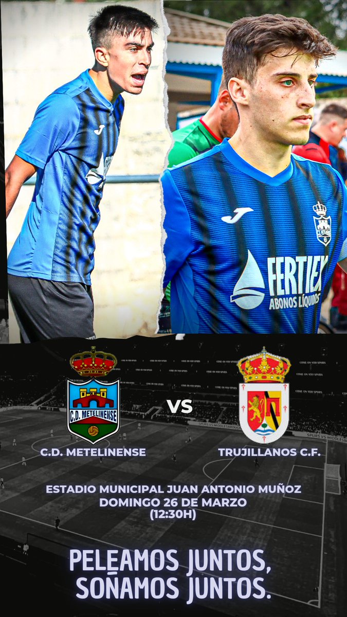 cdmetelinense's tweet photo. 💙 PELEAMOS JUNTOS, SOÑAMOS JUNTOS

📣 Afición, os pedimos un último esfuerzo! Necesitamos sumar los 3 puntos ante @Trujillanoscf para seguir con opciones de entrar en los playoff.

💪 Os esperamos el domingo en el Juan Antonio Muñoz! No podemos fallar! 

🔵 VAMOS AZULES https://t.co/RXGhHB7Cjx
