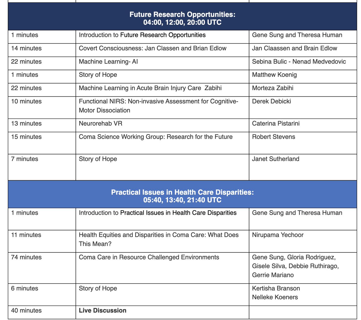 World Coma Day is tomorrow! #awakeninghope <a href="/CuringComa/">Curing Coma</a> <a href="/neurocritical/">Neurocritical Care Society</a> 

Info &amp; free registration 👉 curingcoma.org/events2/world-…

Check out the incredible group of speakers 👇
🕛16:00 UTC start time is 12:00 EST