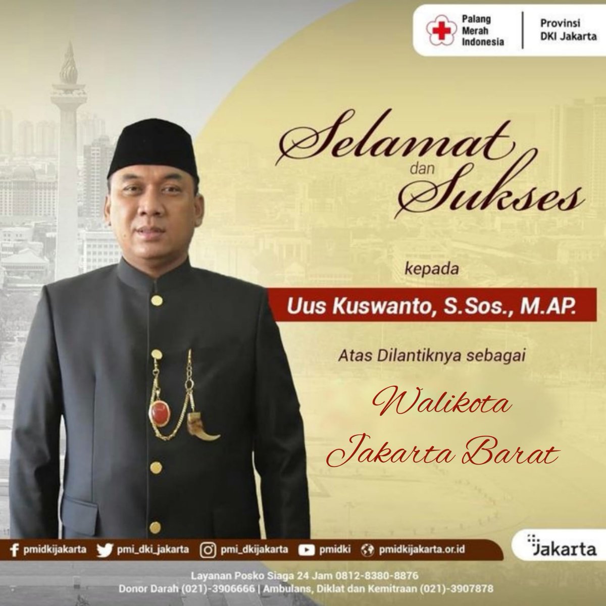 PMI_DKI_Jakarta's tweet image. Selamat dan Sukses kepada Uus Kuswanto, S.Sos., M.AP.
Atas Dilantiknya sebagai Walikota Jakarta Barat. 
Semoga selalu diberikan kelancaran dan kesehatan dalam menjalankan amanah.
#pemprovdki #pelayanan #tugas #pmisiap #kolaborasikemanusiaan