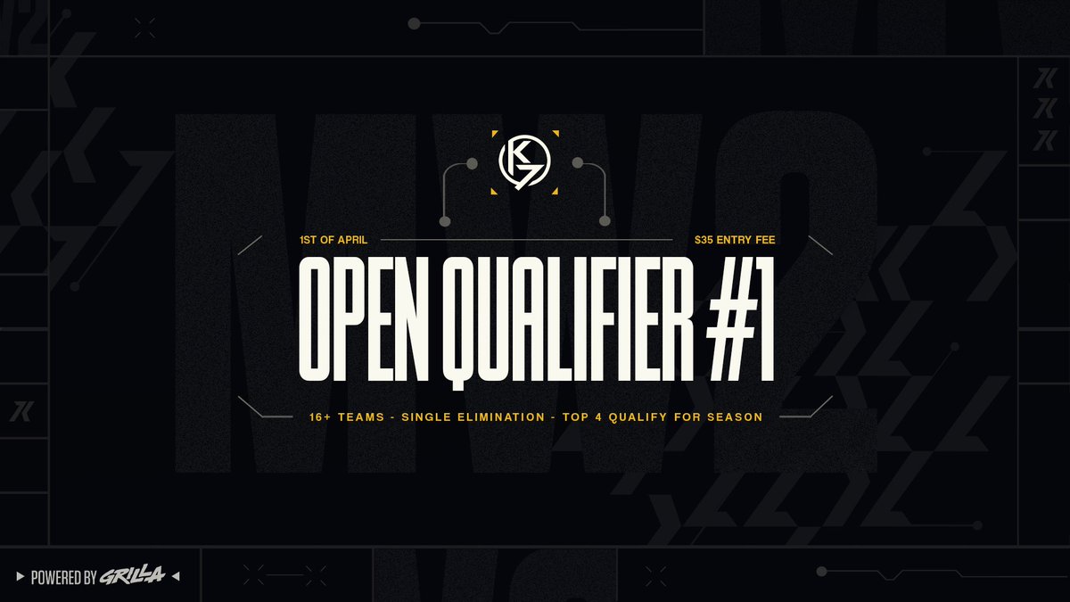 📣 OPEN QUALIFIER # 1⃣

You been waiting so here is your chance! Open Qualifier #1 registration is now LIVE!

🖊️ LIVE - Single Elimination
🔗 grilla.gg/g/k7league-qua…
🗓️ April 1st 2023
💵 $25 Entry Fee
🔋 Powered by <a href="/Grilla/">Grilla</a> 

💰 1st Place - $200.00