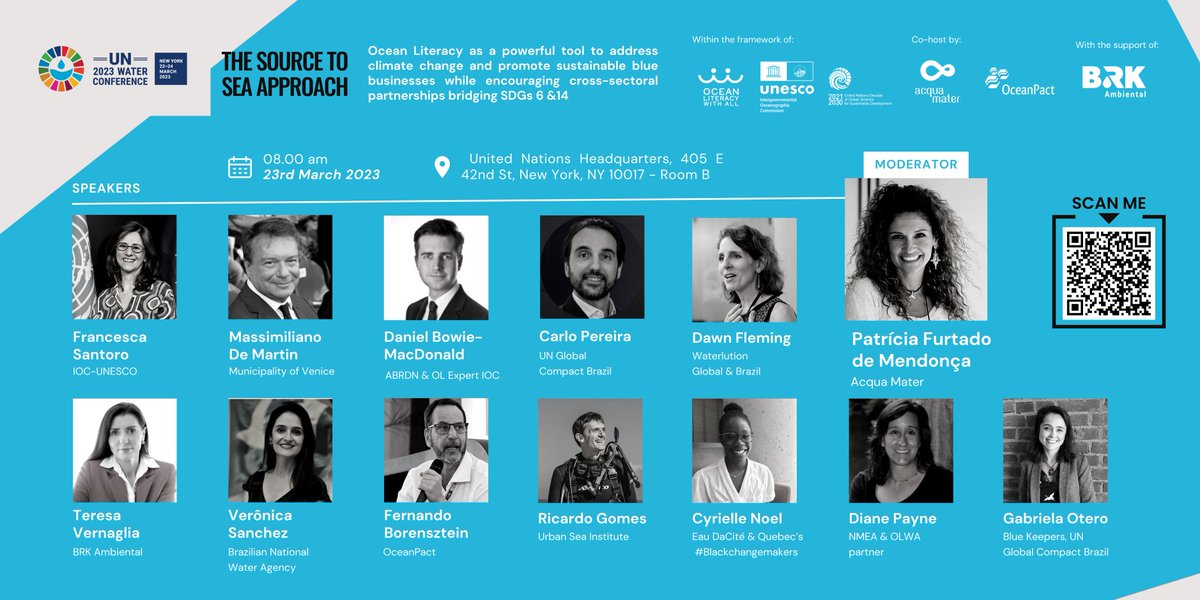It’s almost time⏰This side event at the #UN2023WaterConference will be an opportunity to reiterate the need for an integrated vision on the #water issue &amp; to promote #OceanLiteracy 📚as an instrument to achieve the #OceanDecade challenges👉bit.ly/3lp20p9 #WaterAction