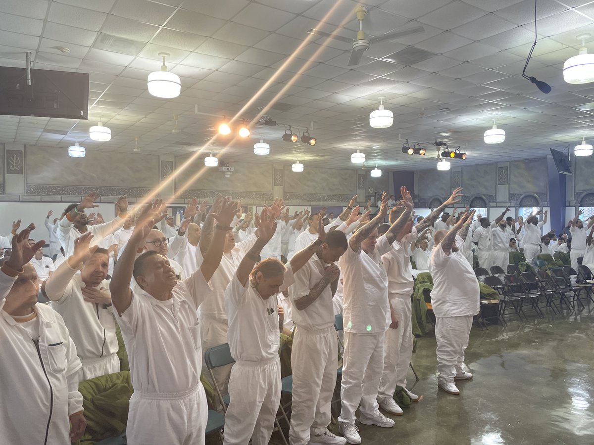 TDCJ's tweet photo. As part of #spiritualweek, inmates and staff at the Hughes Unit participated in a special #revival event and heard from a group of dynamic speakers from several divisions and organizations including RPD, Reentry and Integration, CID, and @wsdtx. https://t.co/dMCV9ZS9rR