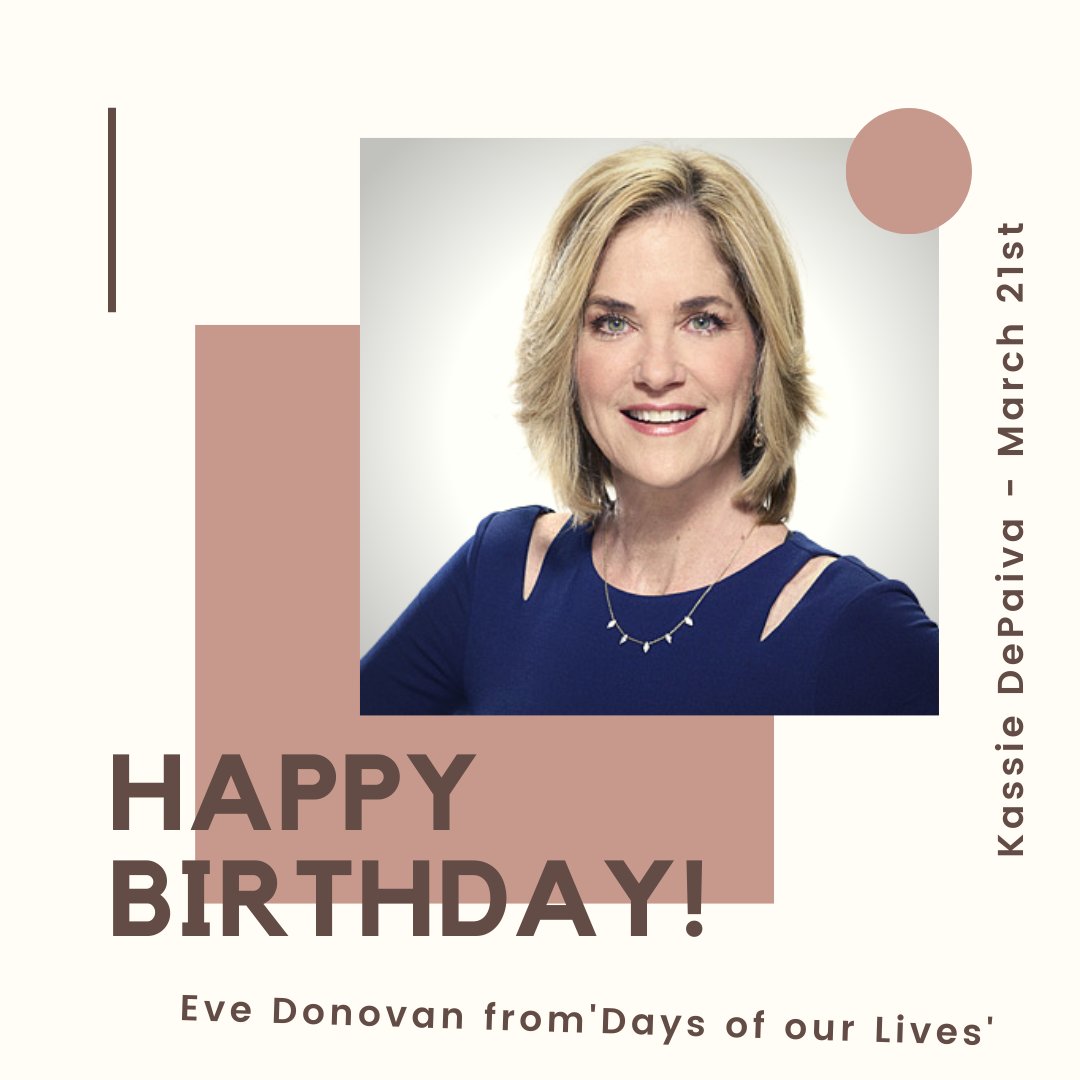 SoapDirtTV's tweet photo. Happy Birthday Kassie DePaiva
Kassie plays Eve Donovan on 'Days of our Lives'
#daysofourlives #daysonpeacock #DOOL #Days #Daysofourlivesnbc @kassiedepaiva https://t.co/s7288nULgk