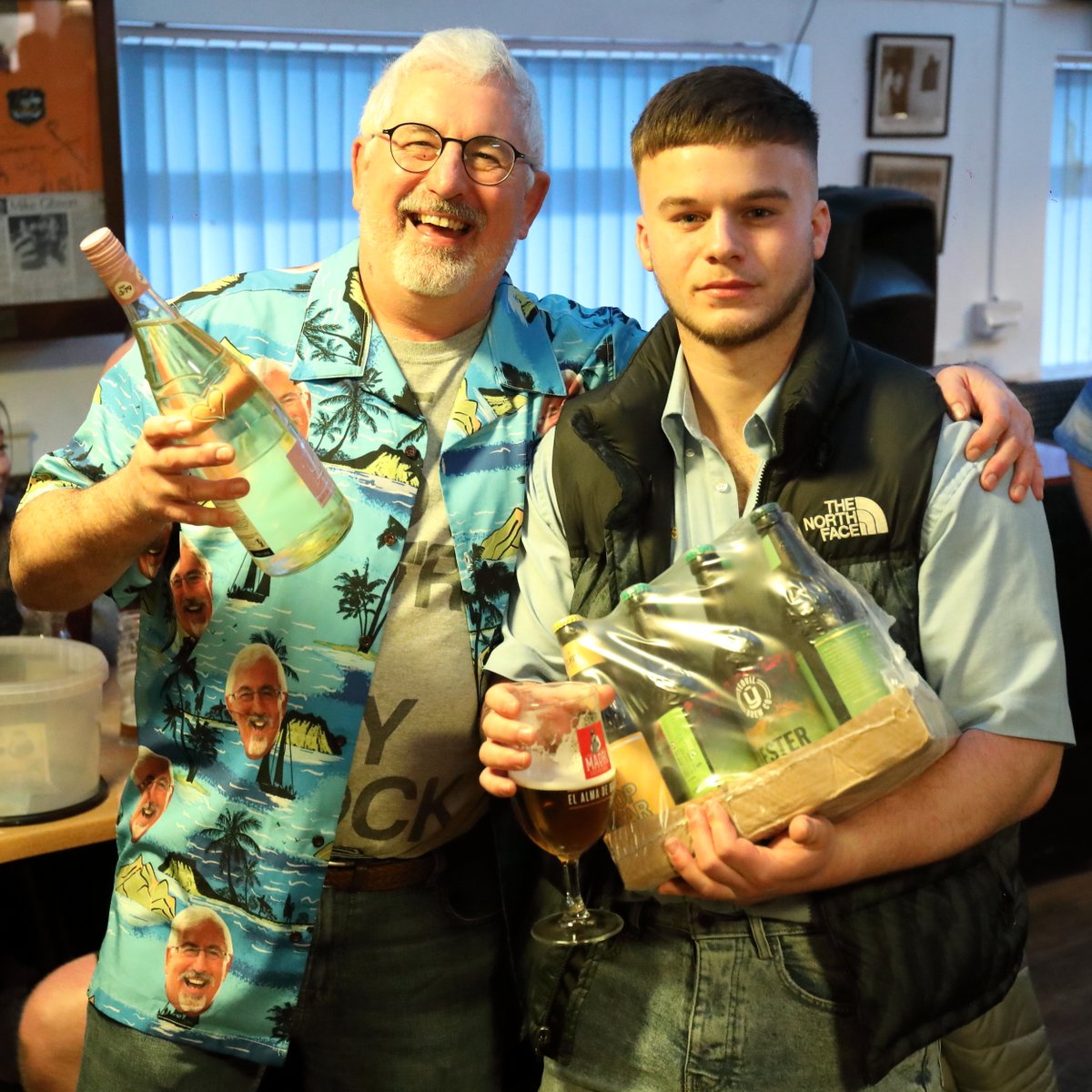 Two MotMs... two different efforts vs <a href="/CampHillRugby/">CampHillRugby</a> ! 

No.10 Logan (L) smashed it on the pitch winning the prize from our brilliant sponsor <a href="/silhillbrewery/">Silhill Brewery</a> 

Meanwhile, Raymondo Maxwellius took the prize (£2.95 pink lambrini!) for the worst Hawaiian shirt! #masonic #freemasons