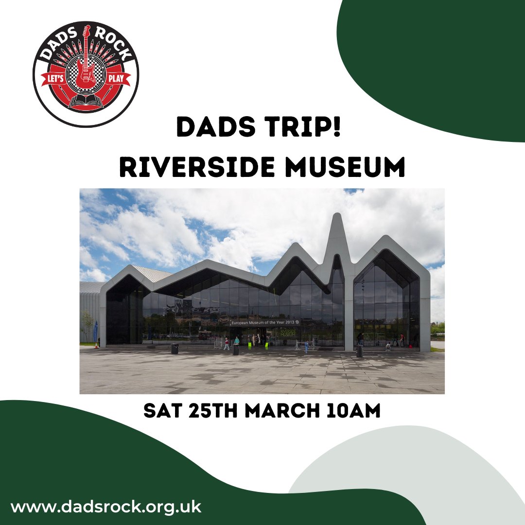 DadsRockOrg's tweet photo. Glasgow Dads! 👨

Our end of month trip will be at the Riverside Museum in #Glasgow!
Sign up now before its too late!
Riverside Museum: https://t.co/fdp8PGwoAW

#DadsRock #DadsTrip #helpingdads #charity https://t.co/laqBwWOFPi