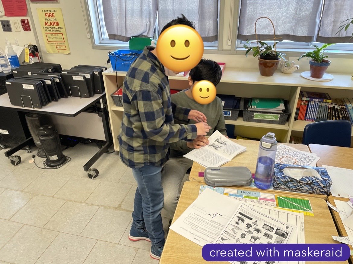 MJS_teach's tweet image. Supporting each other with partner reading about Samuel de Champlain! #structuredliteracy #pals ⁦@lkwwrdsb⁩ ⁦@wrdsb⁩