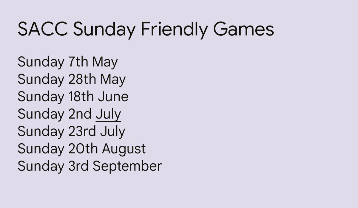 For 2023, we have re-established our Sunday team! This is primarily to develop a number of new players that have joined our club in recent years. We currently have availability to play on the dates below, home or away. Please DM us if you are interested in a game 🏏 #playcricket