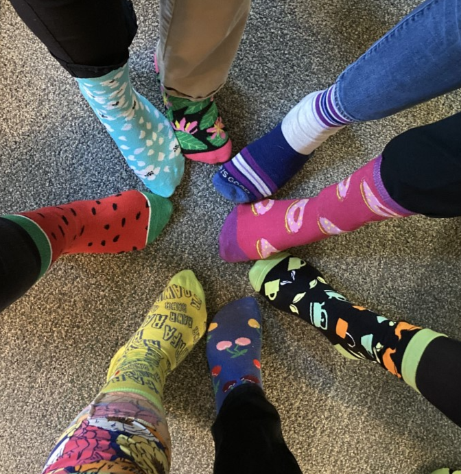 Every year people around the world celebrate #WorldDownSyndromeDay by wearing colorful or mismatched socks.🧦 Check out how the Transitional Living Program at TCHS Pennock's Bridge rocked their socks today!❤️ Visit tinyurl.com/2p8hzjf4 to learn about Rock Your Socks.