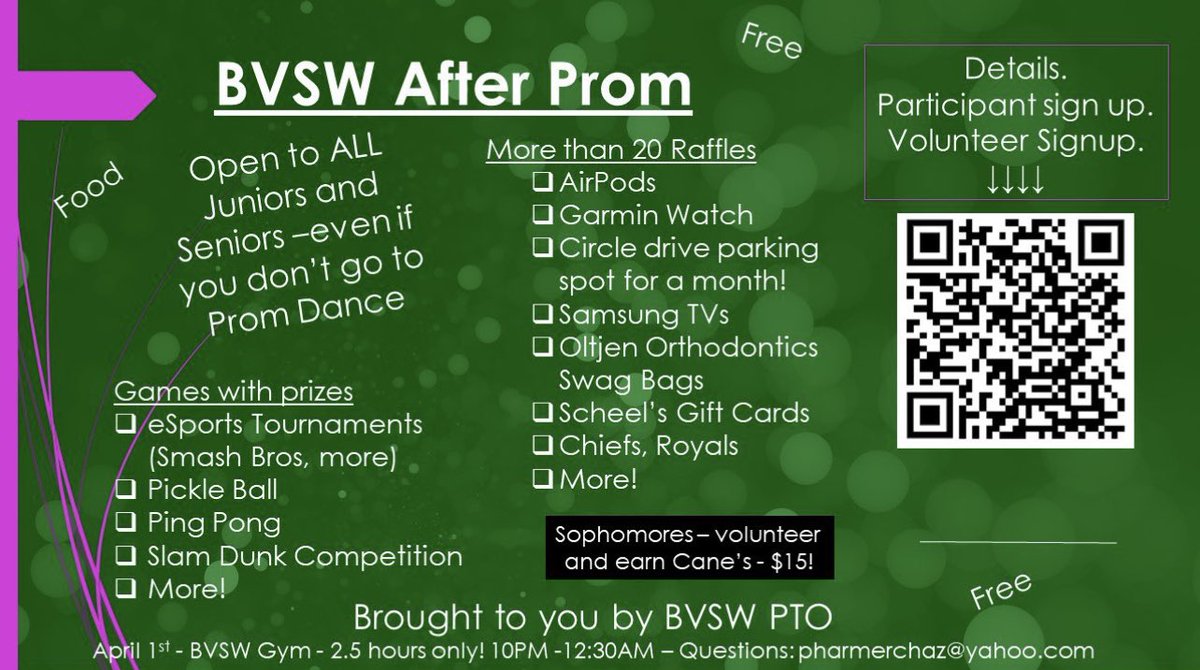 Prom is right around the corner! BVSW puts on an AWESOME after prom…check it out! (And we reallllllly need some sophomore/parent volunteers!)

sites.google.com/view/bvswafter…