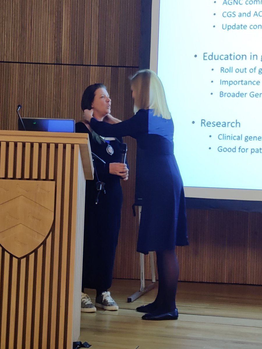 Lovely to see outgoing Prof Sarah Smithson (one of my heroes and a fantastic CGS president) pass the baton on to @ProfDBaralle - our excellent incoming president #CGS2023